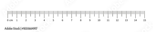 Ruler scale 15 centimeters with numbers. Measuring chart with 150 mm. Ruler scale, sewing tool template. Length measurement height, distance, math.