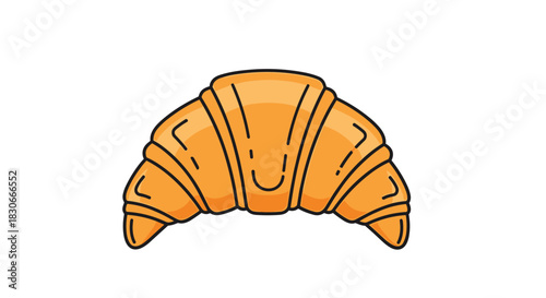 Classic golden-brown croissant illustration with a simple outline perfect for a bakery logo or a breakfast menu design.