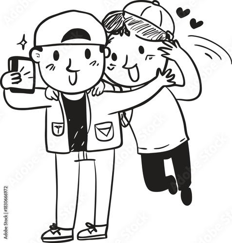 Vector illustration of a happy cartoon couple with people, a man, and a woman
