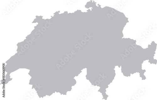 Switzerland Map Grey Silhouette Isolated Editable Vector