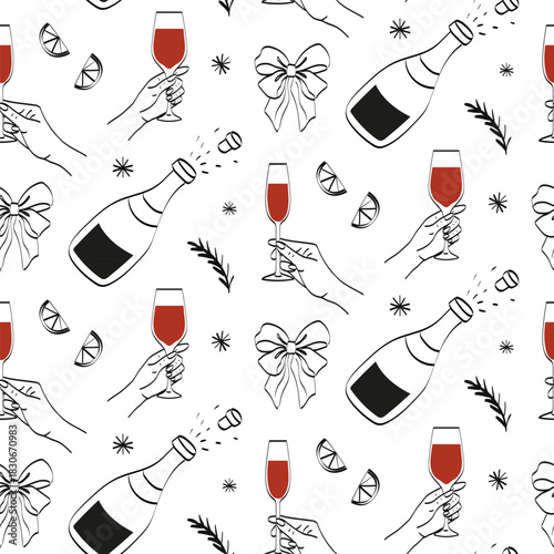 Celebration theme with sparkling drinks and festive elements for joyful gatherings and events in a lively pattern