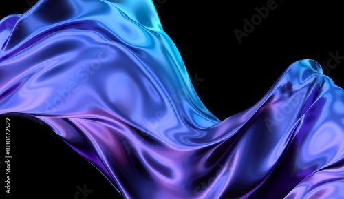 abstract iridescent wavy shape with colorful gradient. 3d rendering illustration for graphic design, presentation or background	
