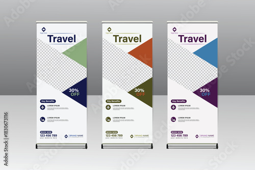 roll up banner template design professional  business product marketing digital art modern creative organic layout corporate stander poster background organic