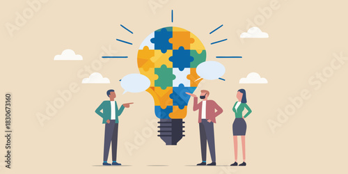 Teamwork and collaboration generate creative ideas innovation and problem solving solutions