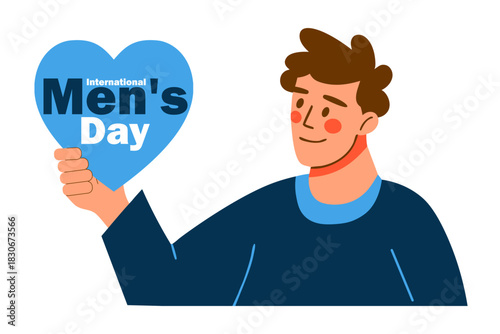Illustration of a man holding heart for international men's day celebration. vector