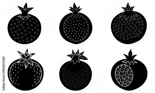 Delightful pomegranates in a unique design, perfect for food branding and creative projects, with a modern, artistic touch, originally a scalable vector graphic