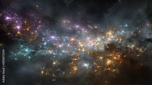 Colorful Starry Nebula In Deep Space