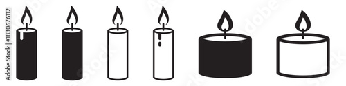 Candle Icon Set in a Simple Clean Style.