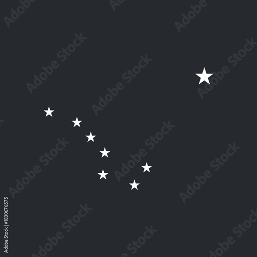 Alaskan Stars white emblem. Alaska white Big Dipper and Polaris flag element