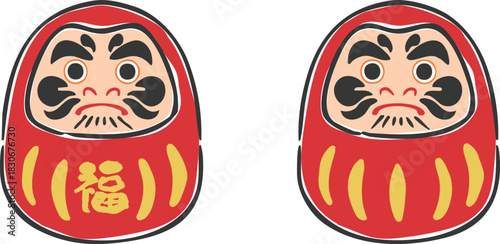 赤いダルマのイラスト　ベクター
