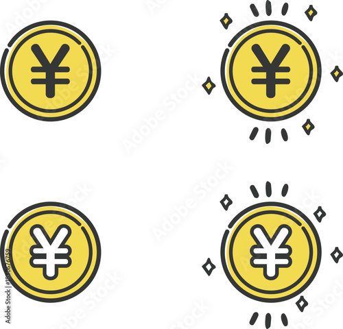 日本円マークのコインイラストセット　ベクター
