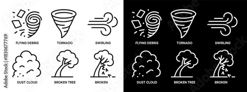 Extreme Weather Line Icons Set
