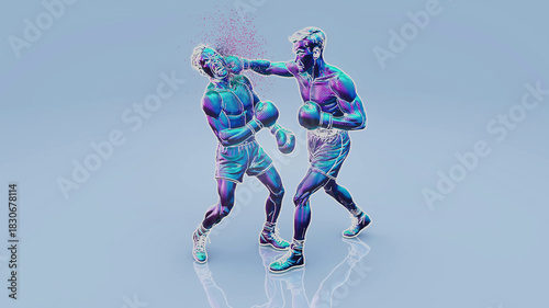 Conceptual 3D illustration of a boxing knock out