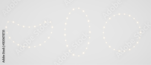 Christmas bulbs twinkle with gentle shine, festive garland string light PNG	
