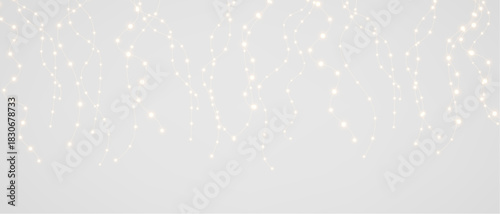 Christmas bulbs twinkle with gentle shine, festive garland string light PNG	

