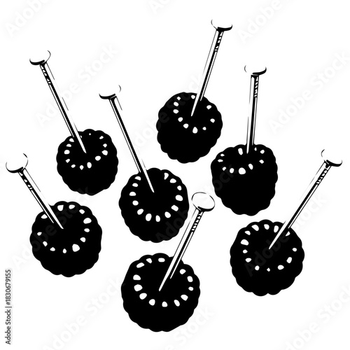 Close-up of Blackberries with Toothpicks for Snacks.