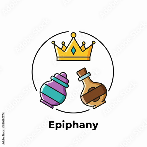 Epiphany Icon with Crown and Vials.