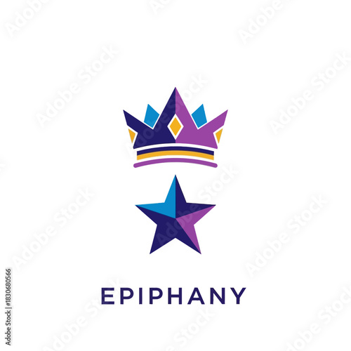 Elegant crown and star logo representing epiphany and enlightenment concept.