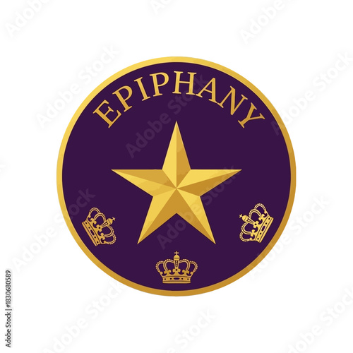 Golden Star with Crowns and Epiphany Text.