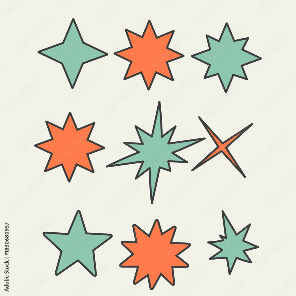 Fototapeta premium hand drawn doodle star collection set