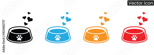 Express your love for pets with these charming food bowl icons! Ideal for pet-related businesses, adoption campaigns, or adding a touch of warmth to your designs.