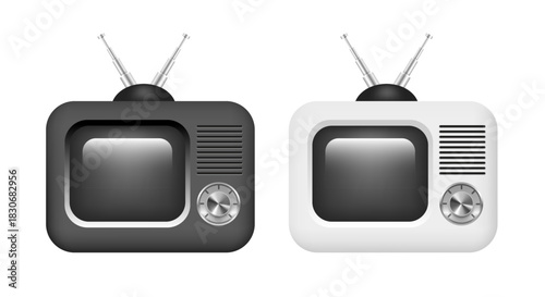 Retro TV. Vector 3D clip art isolated on a white background.