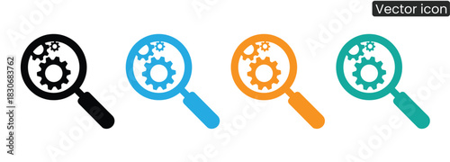 Visually explore solutions with gears under a magnifying glass, perfect for illustrating business analysis, technological advancements, and process optimization efforts.