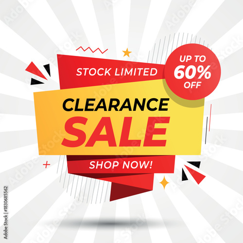 Dynamic Clearance Sale Banner with Up to 60 Off Discount