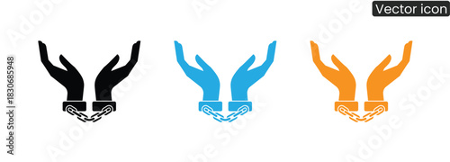 Hands bound by chains evoke powerful themes of freedom, justice, or imprisonment. Ideal for social campaigns, legal content, or symbolic representations.