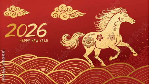 Golden Horse Galloping into the Lunar New Year 2026
