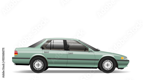 Early 1990s Mid-Size Sedan Vector Illustration in Clean Minimal Style
