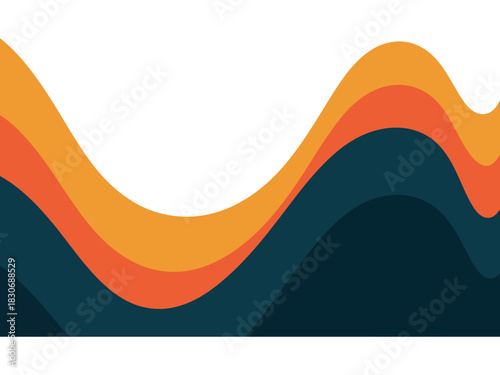 Abstract illustration of wavy lines in orange and dark blue hues