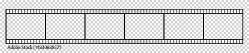 film strip icon used for videography elements, cinema reel. Filmstrip with frames, photo and videos for camera. Old white and black film tapes of 35mm. Realistic film strip on white background.