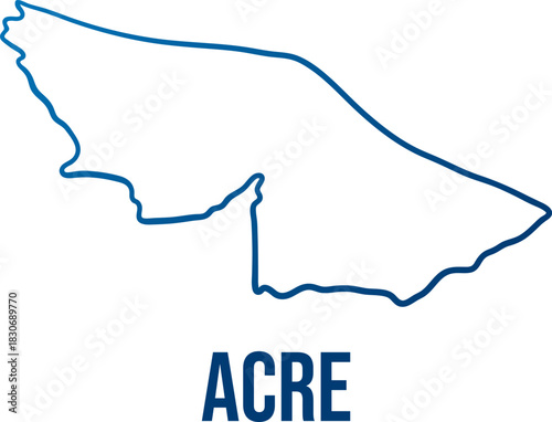 Acre (state) of Brazil simplified blue linear map