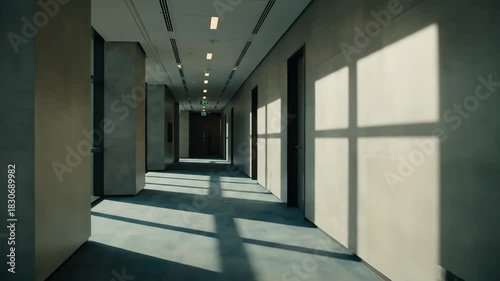 Wallpaper Mural Modern Office Corridor With Natural Light And Impressive Geometry And Shadows, Interior Torontodigital.ca