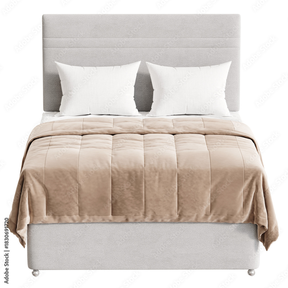 Obraz premium Bed with a white comforter and two white pillows