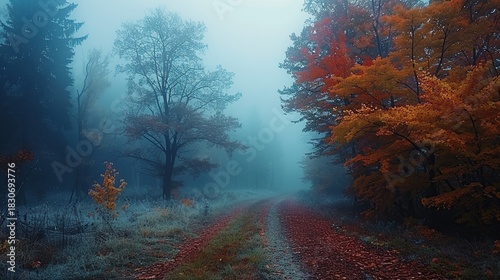 High-Quality Artistic Capture of Mystical Woodland Scenery Surrounded by Light Mist