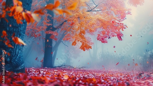 Peaceful Nature Photography Showcasing Vibrant Woodland Scenery Covered in Light Fog