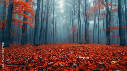 Beautiful Tranquil Scene Featuring Dense Trees Immersed in Gentle Atmospheric Haze