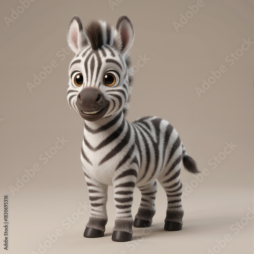 Cute 3D Baby Zebra – Adorable Cartoon Safari Animal Character