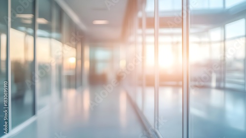 Wallpaper Mural Blurred office hallway with sunlit windows interior Torontodigital.ca