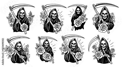 Grim Reaper Holding Roses Collection.