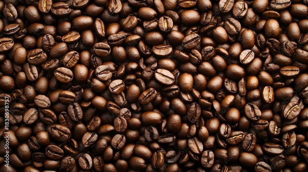 Fototapeta premium Close up of roasted coffee beans texture brown