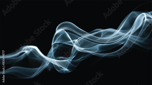 Abstract smooth flowing smoke with elegant curving motion on dark background