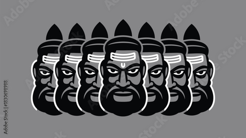 Powerful Hindu god Shiva illustration for spiritual designs, representing strength, devotion, and ancient wisdom in striking black and white artwork