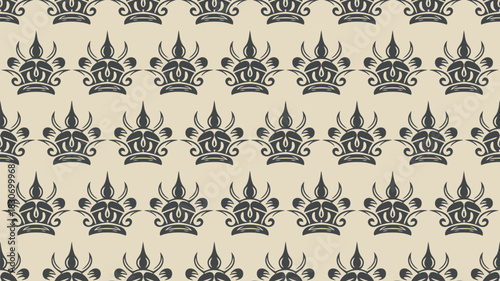 Elegant crown pattern background for regal designs, sophisticated branding, and luxurious textiles invoking timeless elegance and royal charm