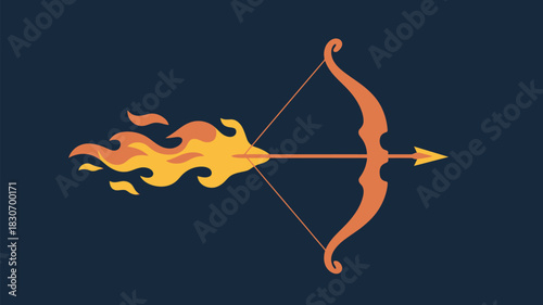 Fiery arrow in flight with burning tail soaring through the air, a dynamic symbol of passion, speed, and targeted success against a dark background