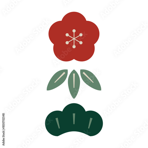 シンプルでかわいい松竹梅のベクターイラスト