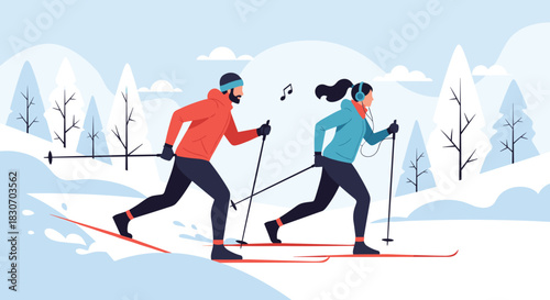 Female courier in a blue uniform and cap walking confidently while carrying a large cardboard box for a parcel delivery service.