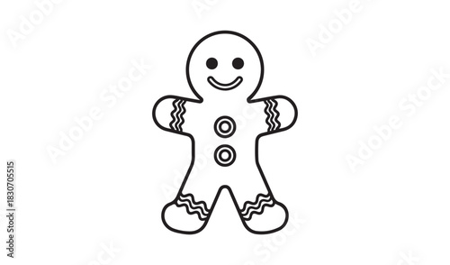 Simple outline drawing of a gingerbread man cookie